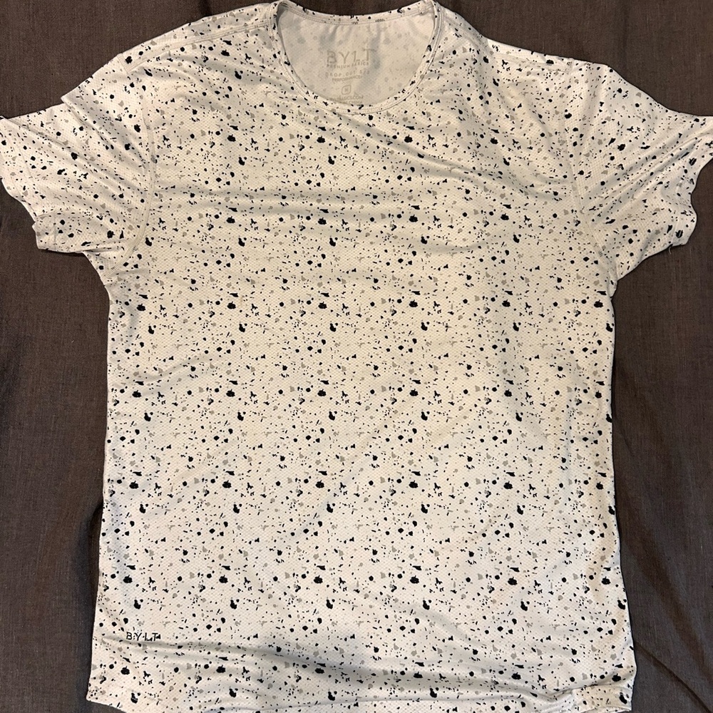 BYLT Basics White and Black Speckled Short Sleeve Tee